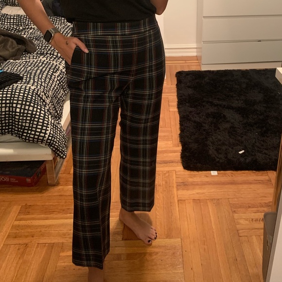 Zara | Pants u0026 Jumpsuits | Zara Blue Plaid Cropped Pants W Slight Flare |  Poshmark